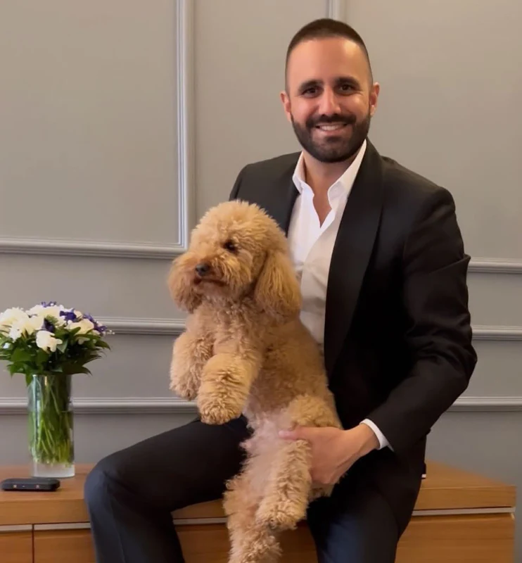 Dr. Ercan Mevliyaoğulları with his dog.